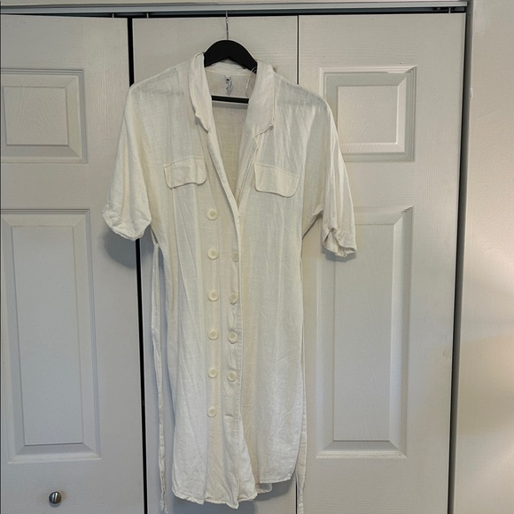 Mango Cream Button-Up Shirt Dress - Picture 1 of 4